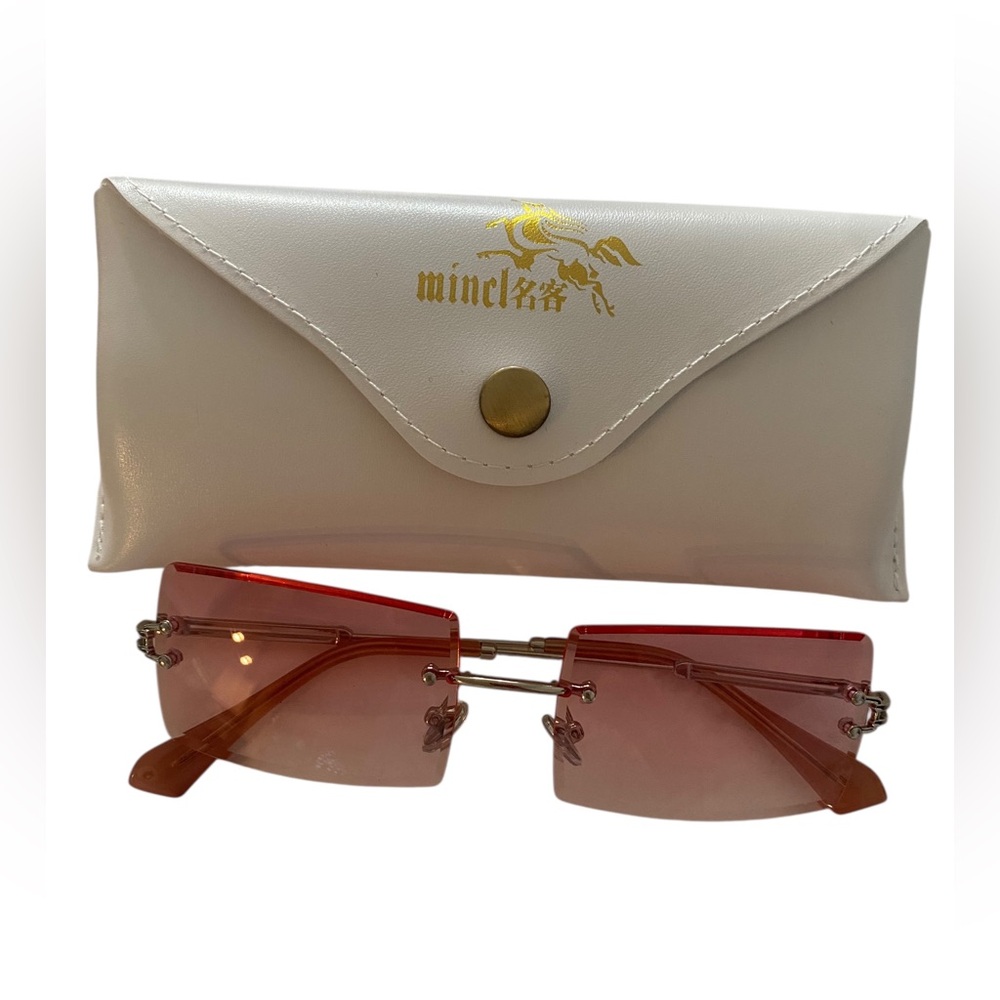 Women’s Light Pink Rectangle Lens Sunglasses